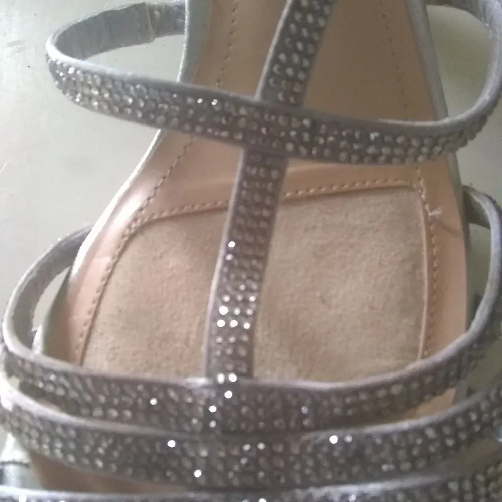 Alex Marie Shoes Rhinestones Strappy Silver Womens 9M